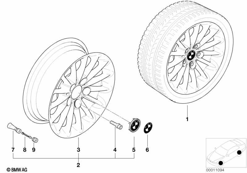 BMW light alloy wheel, radial spoke 48