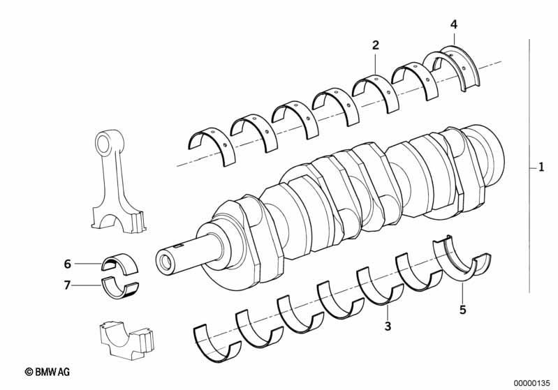 Kurbeltrieb-Kurbelwelle mit Lagerschalen