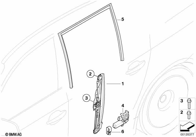 Türfenstermechanismus hinten