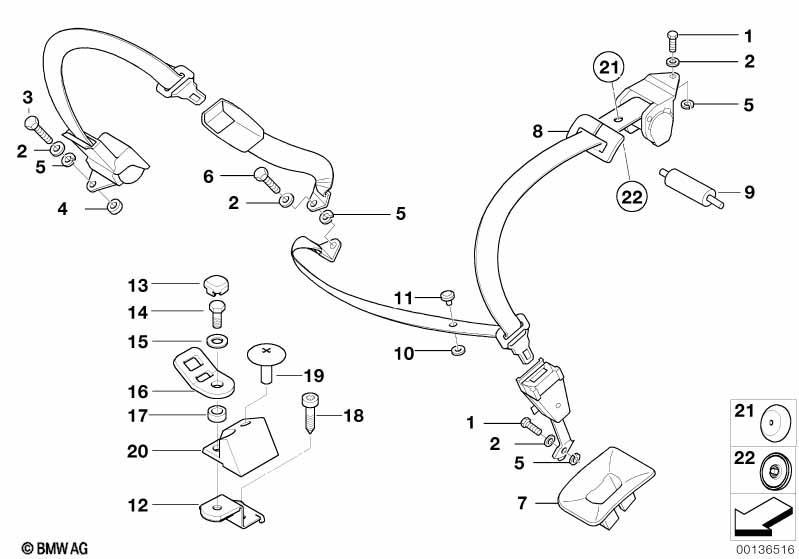 Sicherheitsgurt Anbauteile hinten