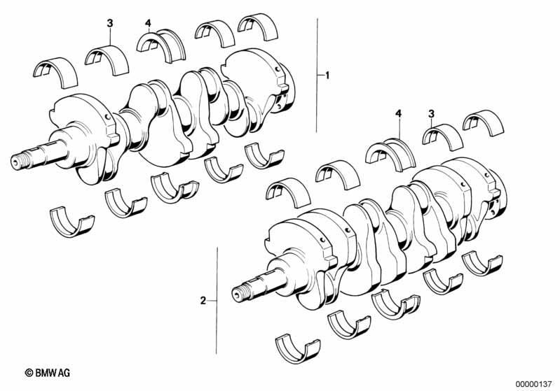 Kurbeltrieb-Kurbelwelle mit Lagerschalen