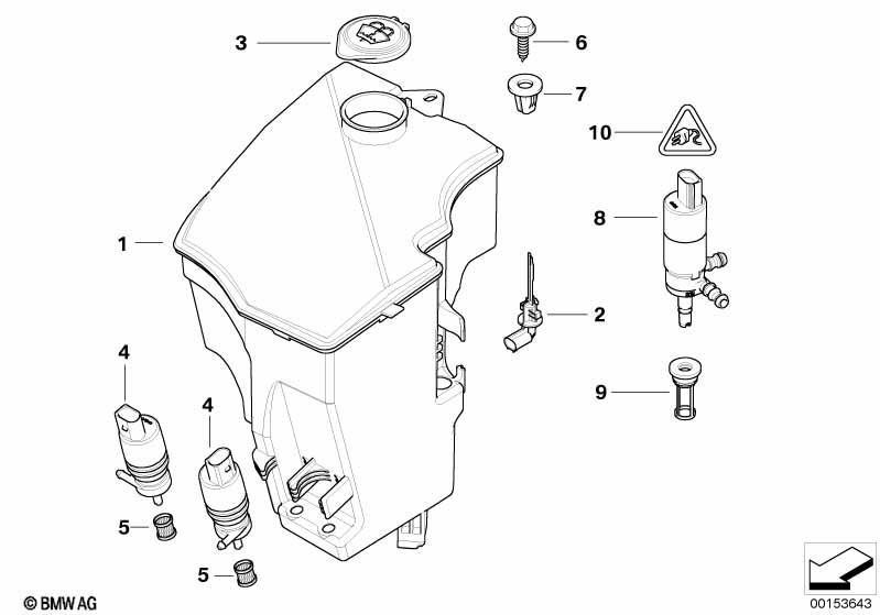 Einzelteile Waschflüssigkeitsbehälter