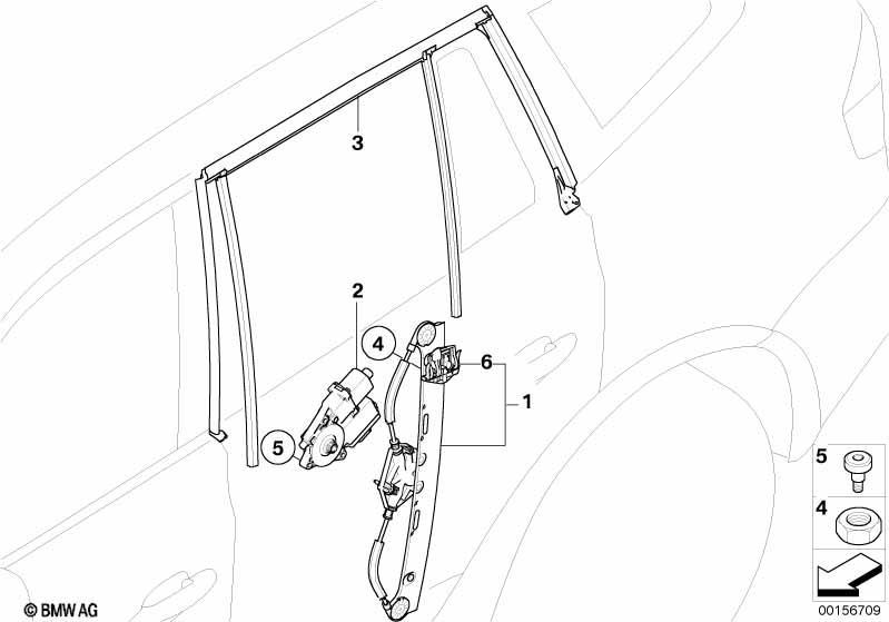 Türfenstermechanismus hinten