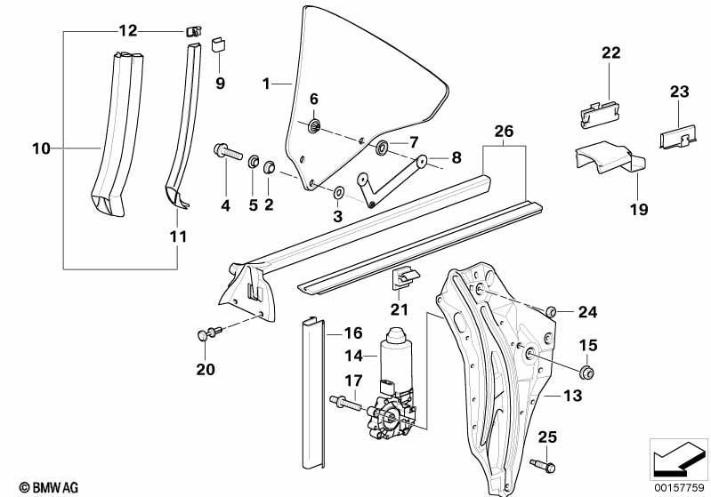 Türfenstermechanismus hinten