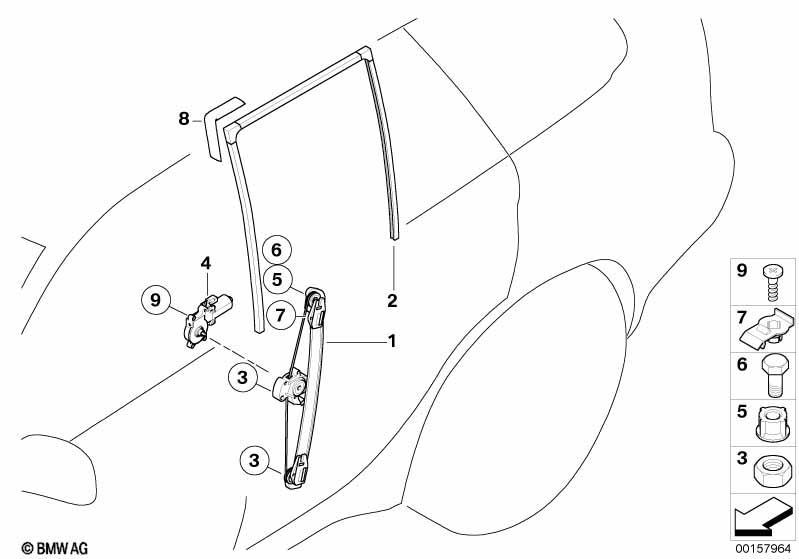 Türfenstermechanismus hinten