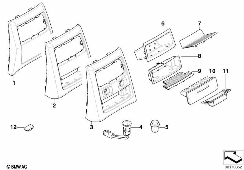 Anbauteile Mittelkonsole hinten