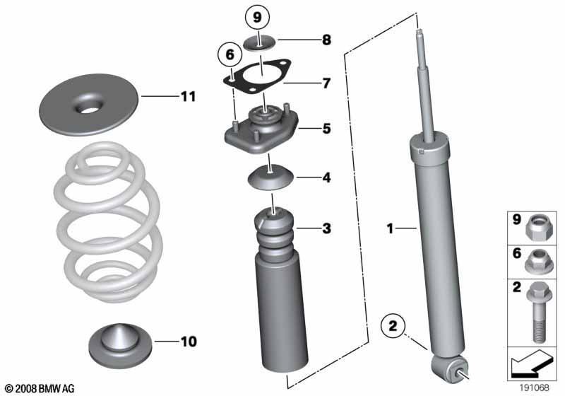 Federbein hinten Anbauteile