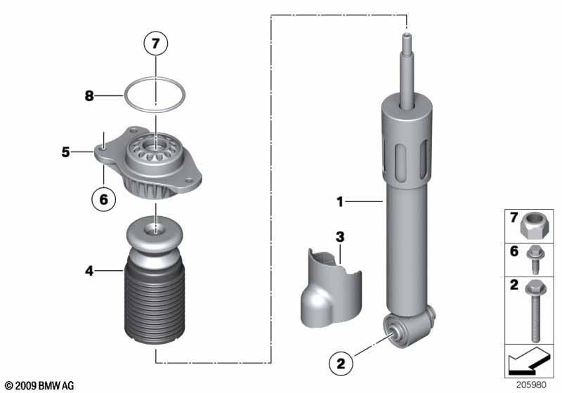 Federbein hinten Anbauteile