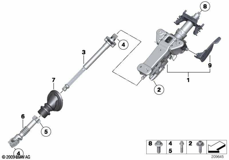 Lenksäule mech.verstellb./Anbauteile