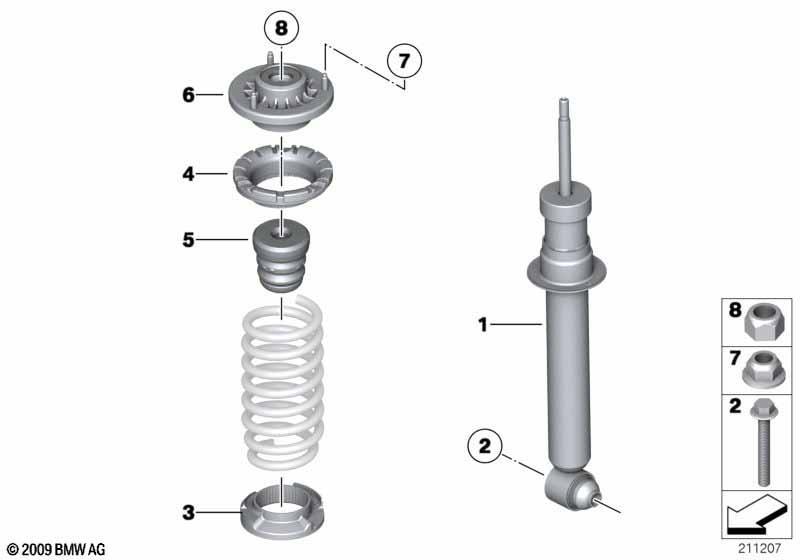 Federbein hinten Anbauteile