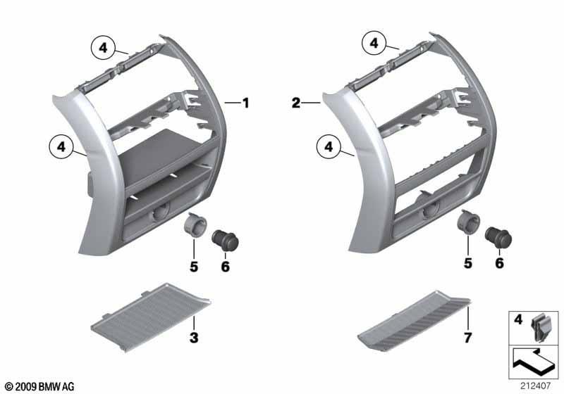 Anbauteile Mittelkonsole hinten