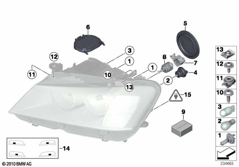 Einzelteile Scheinwerfer Halogen