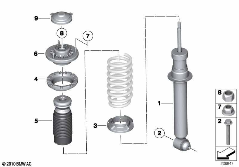 Federbein hinten Anbauteile