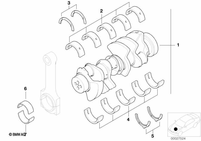 Kurbeltrieb-Kurbelwelle mit Lagerschalen