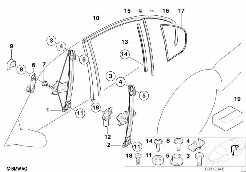 Türfenstermechanismus hinten