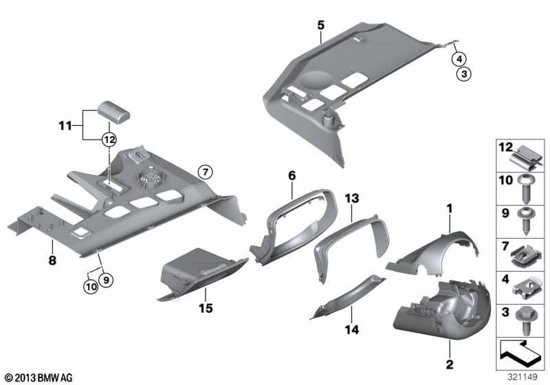 Anbauteile Instrumententafel unten