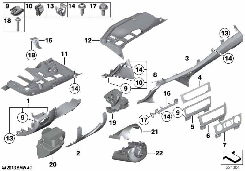 Anbauteile Instrumententafel unten