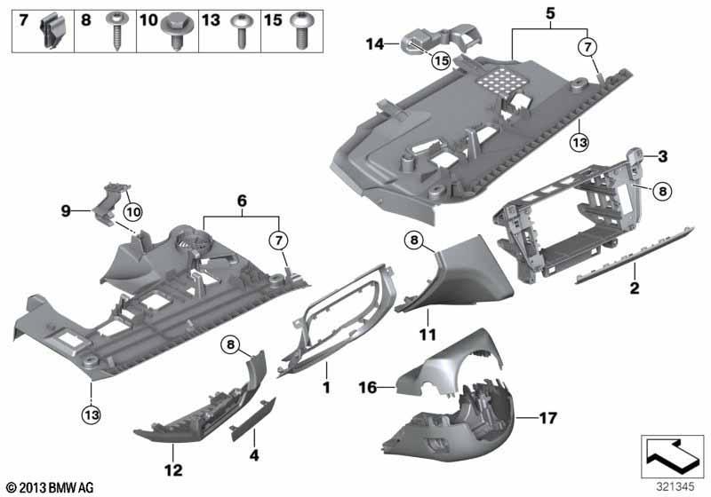 Anbauteile Instrumententafel unten