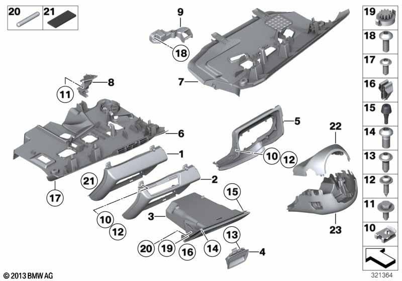 Anbauteile Instrumententafel unten