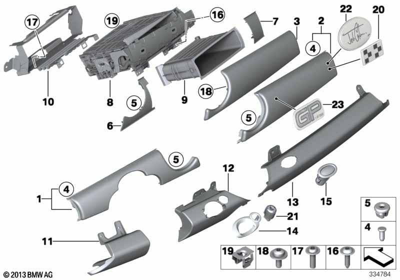 Anbauteile Instrumententafel oben