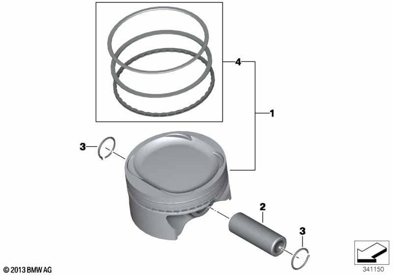 Kolben mit Ringen und Bolzen