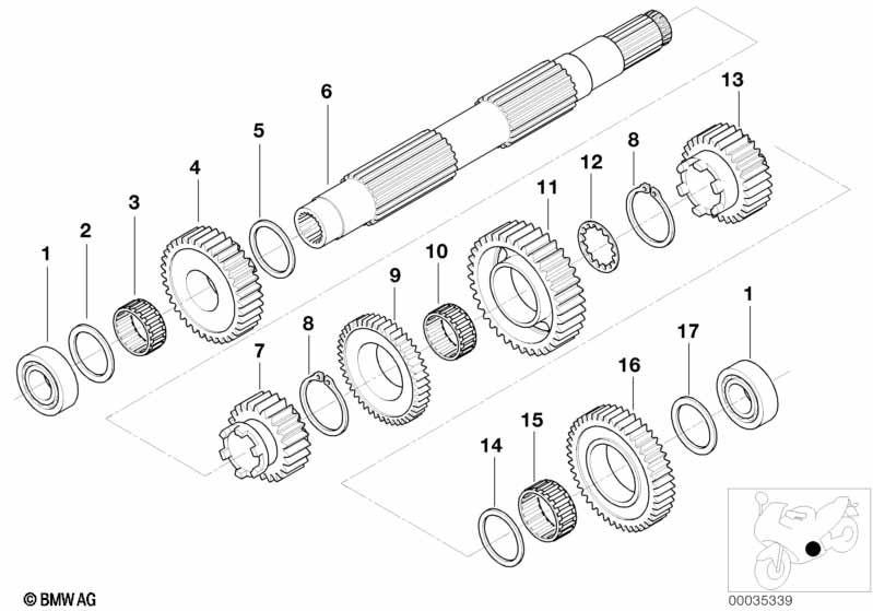 5 Gang Getriebe RFH-Abtriebswelle