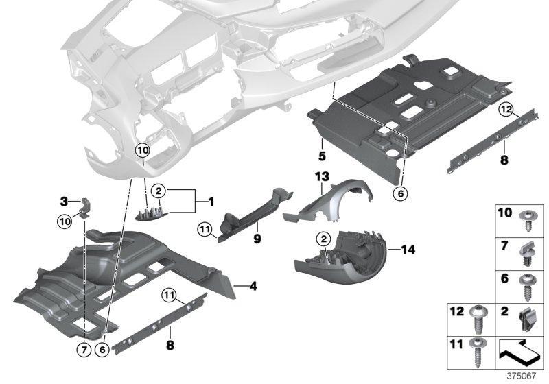 Anbauteile Instrumententafel unten