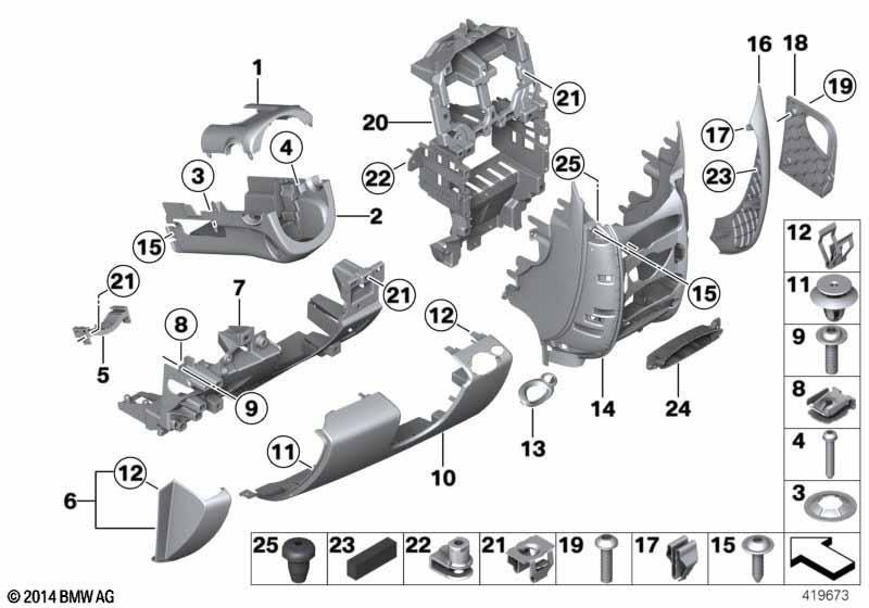 Anbauteile Instrumententafel unten