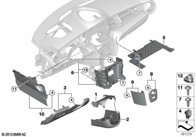 Anbauteile Instrumententafel unten