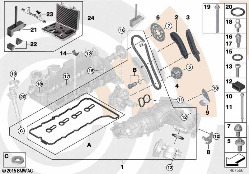 Reparatursatz offene Steuerkette oben