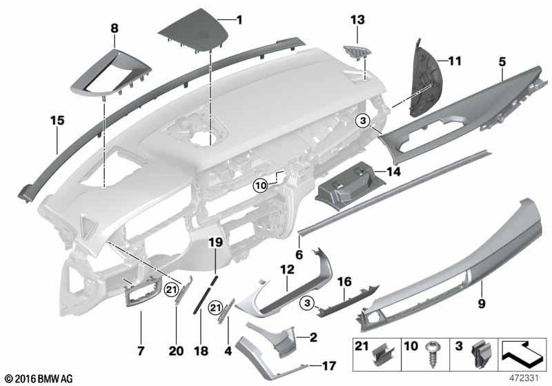 Anbauteile Instrumententafel oben