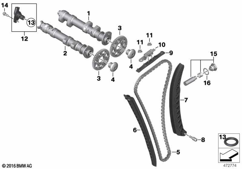 Ventilsteuerung-Nockenwelle/Kettentrieb