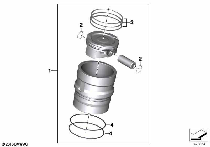 Kolben mit Ringen und Bolzen