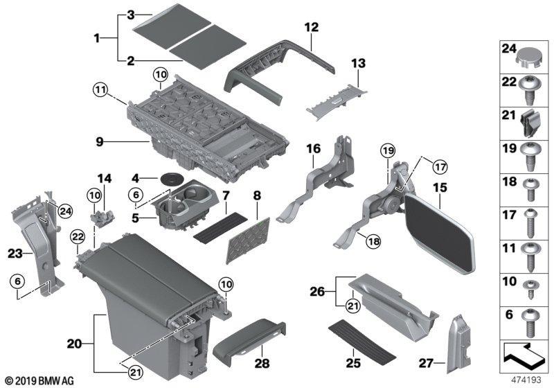 Anbauteile Mittelkonsole Fond