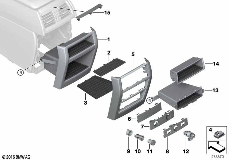 Anbauteile Mittelkonsole hinten