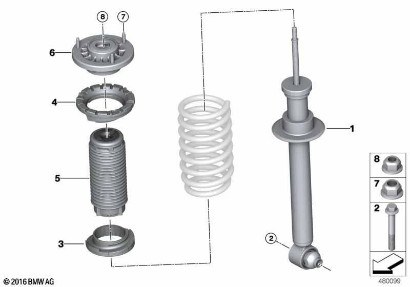 Federbein hinten Anbauteile