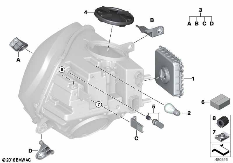 Einzelteile Scheinwerfer LED