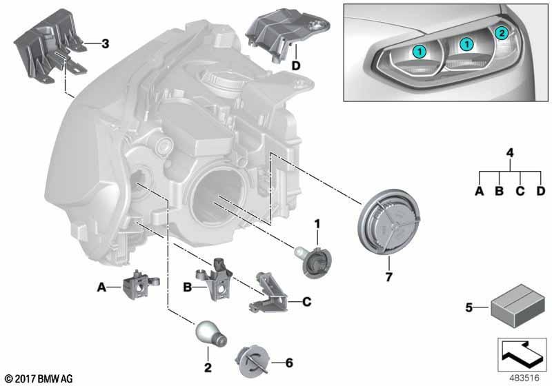 Einzelteile Scheinwerfer Halogen