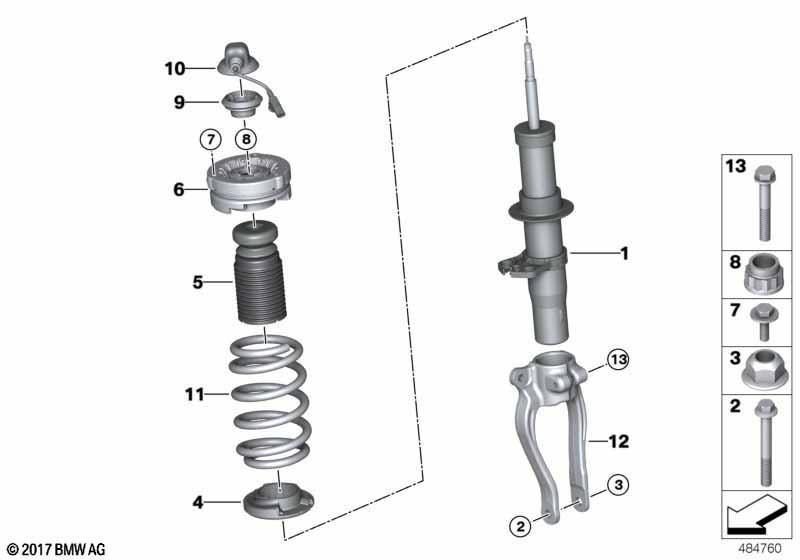 Federbein vorn EDC/Anbauteile