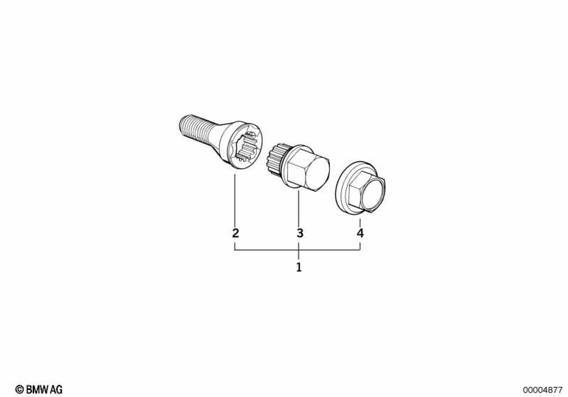 Radschraubenschloss mit Adapter