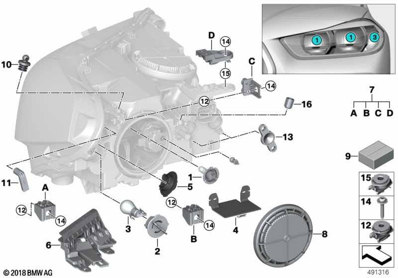 Einzelteile Scheinwerfer Halogen