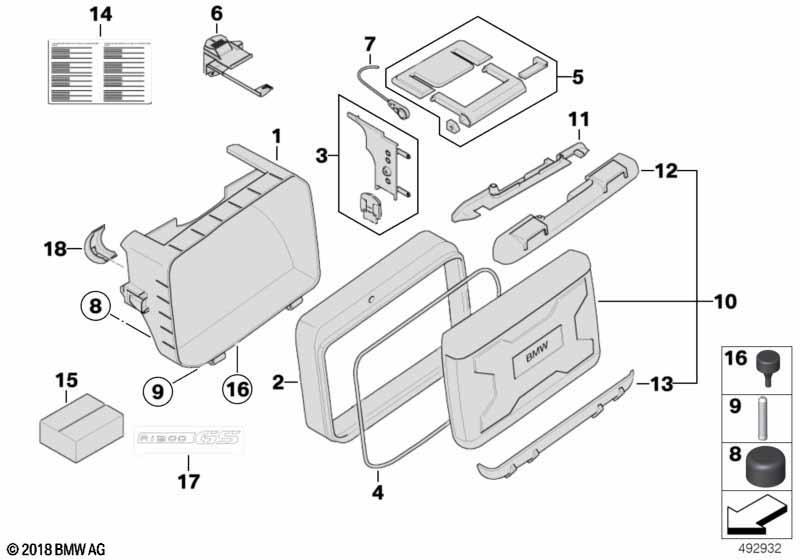 Einzelteile Top Case variabel