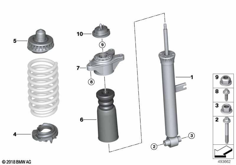 Federbein hinten Anbauteile