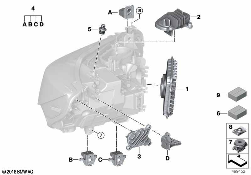 Einzelteile Scheinwerfer LED