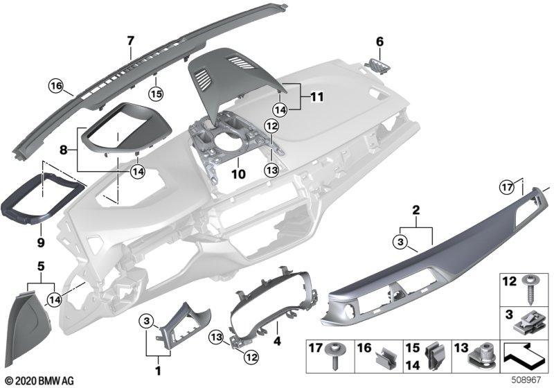 Anbauteile Instrumententafel oben