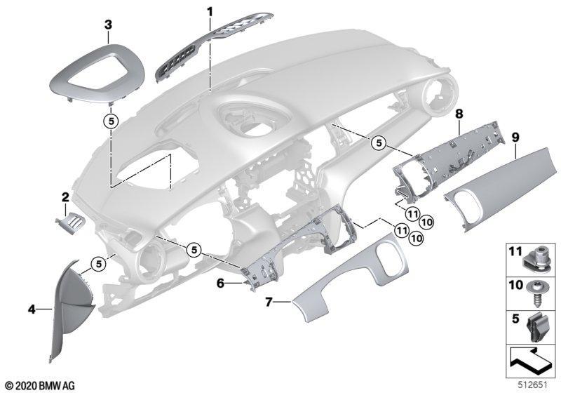 Anbauteile Instrumententafel oben - JCW