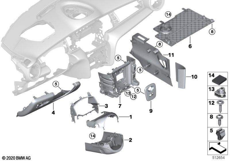 Anbauteile Instrumententafel unten