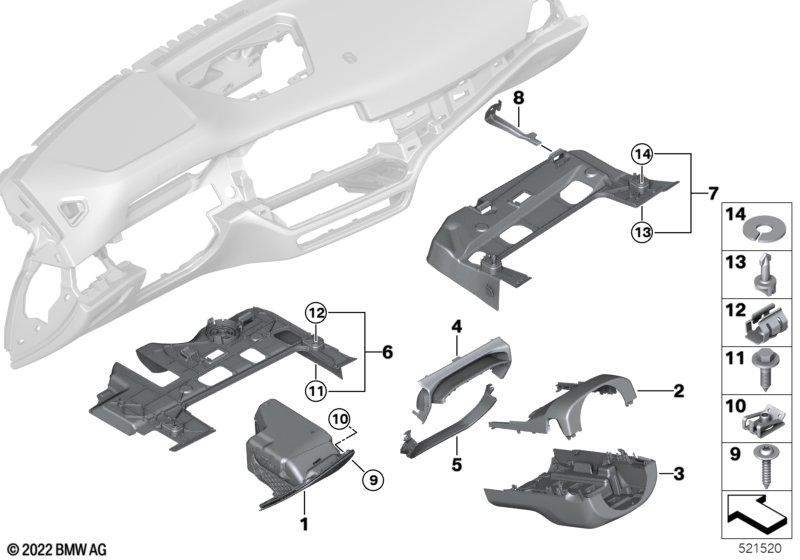 Anbauteile Instrumententafel unten