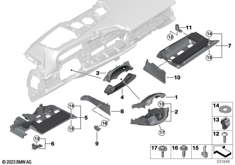 Anbauteile Instrumententafel unten