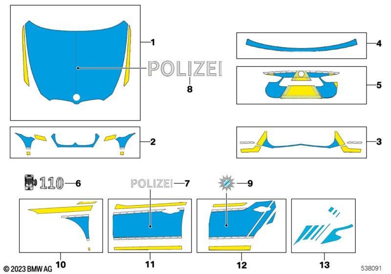 Beklebung Polizei Bayern blau